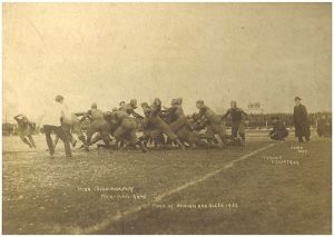 A 1902 football game between Michigan and Minnesota- the game bore no resemblance to soccer